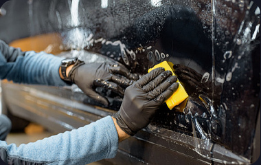 Use a scraper to remove the shampoo water from the inside.